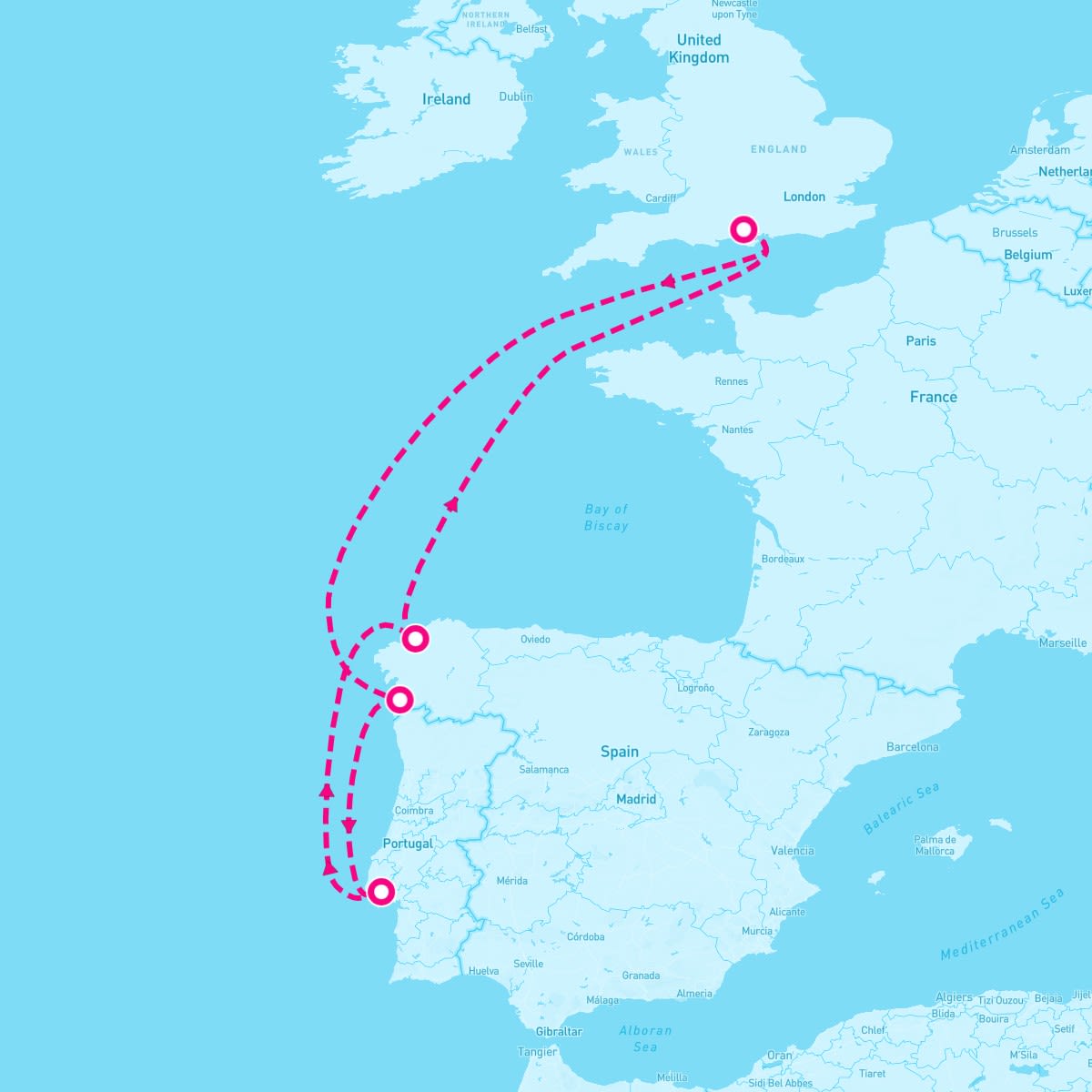 Independence of the Seas itinerary map for May 24, 2025 (7 nights)