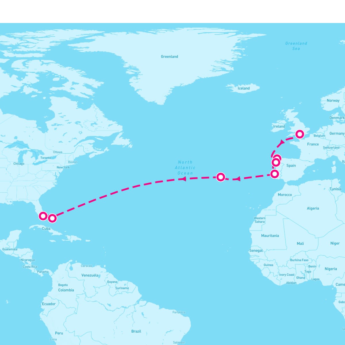 Independence of the Seas itinerary map for October 16, 2025 (14 nights)
