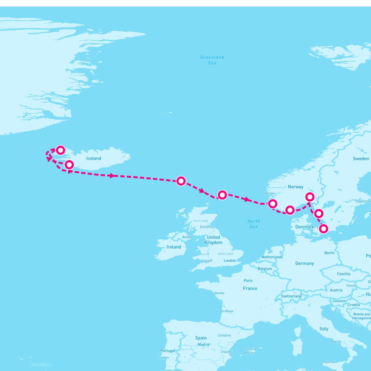Insignia itinerary map for July 26, 2024 (10 nights)