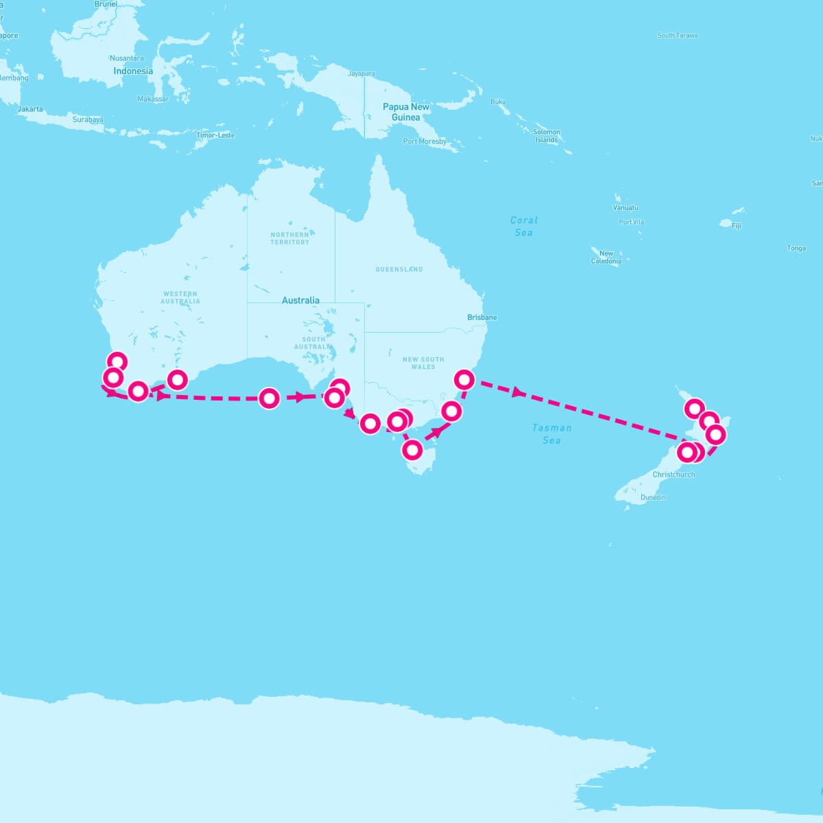 Insignia itinerary map for May 4, 2025 (24 nights)