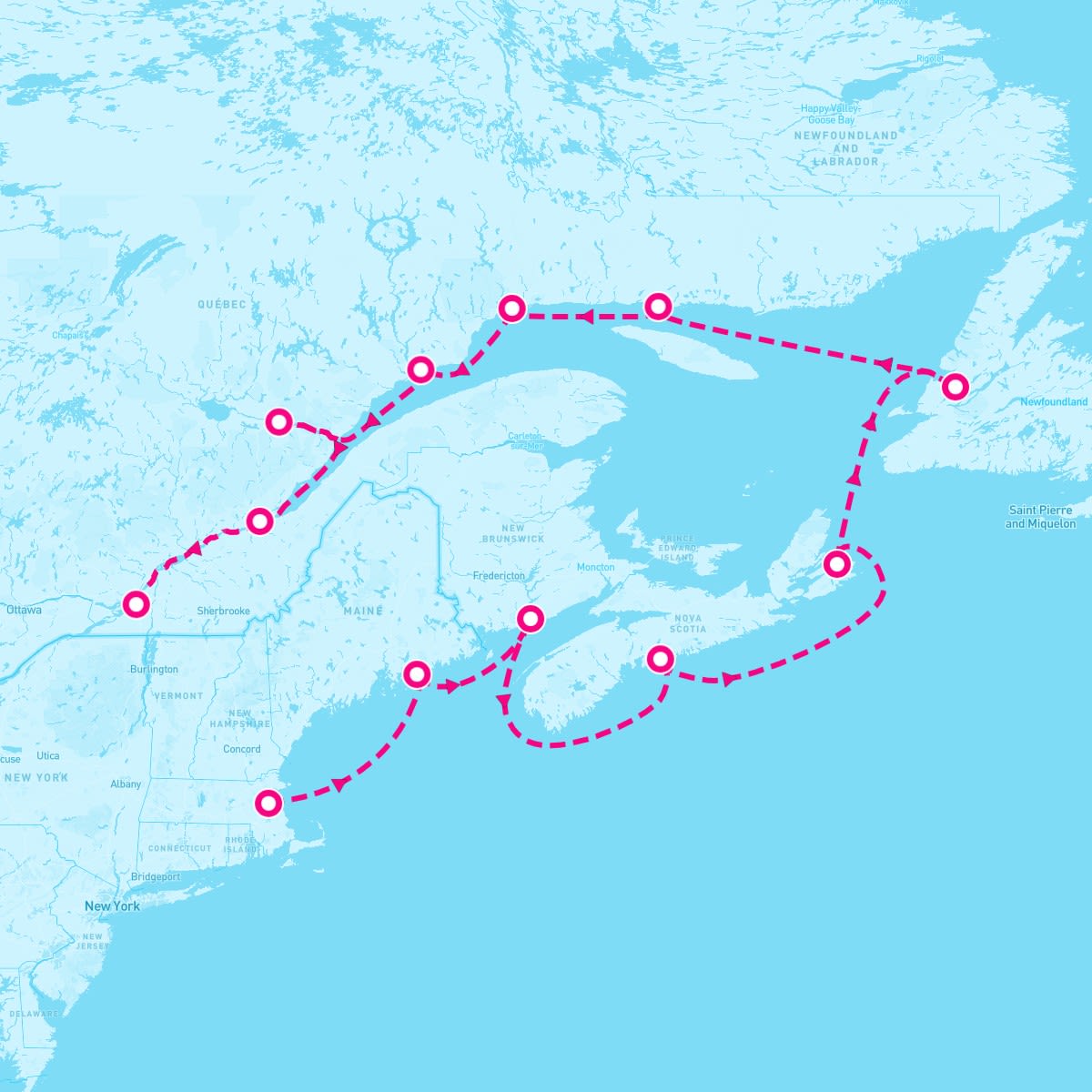 Insignia itinerary map for October 5, 2025 (11 nights)