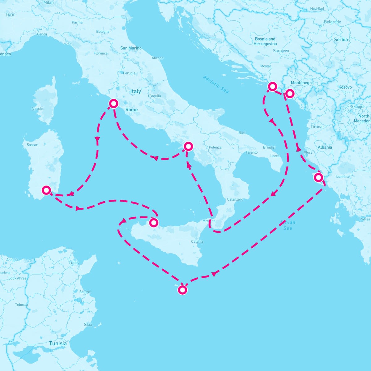 Island Princess itinerary map for September 25, 2024 (10 nights)