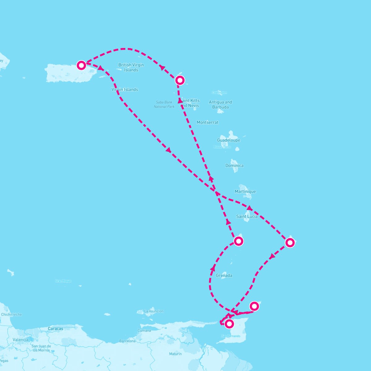 Jewel of the Seas itinerary map for December 23, 2023 (7 nights)
