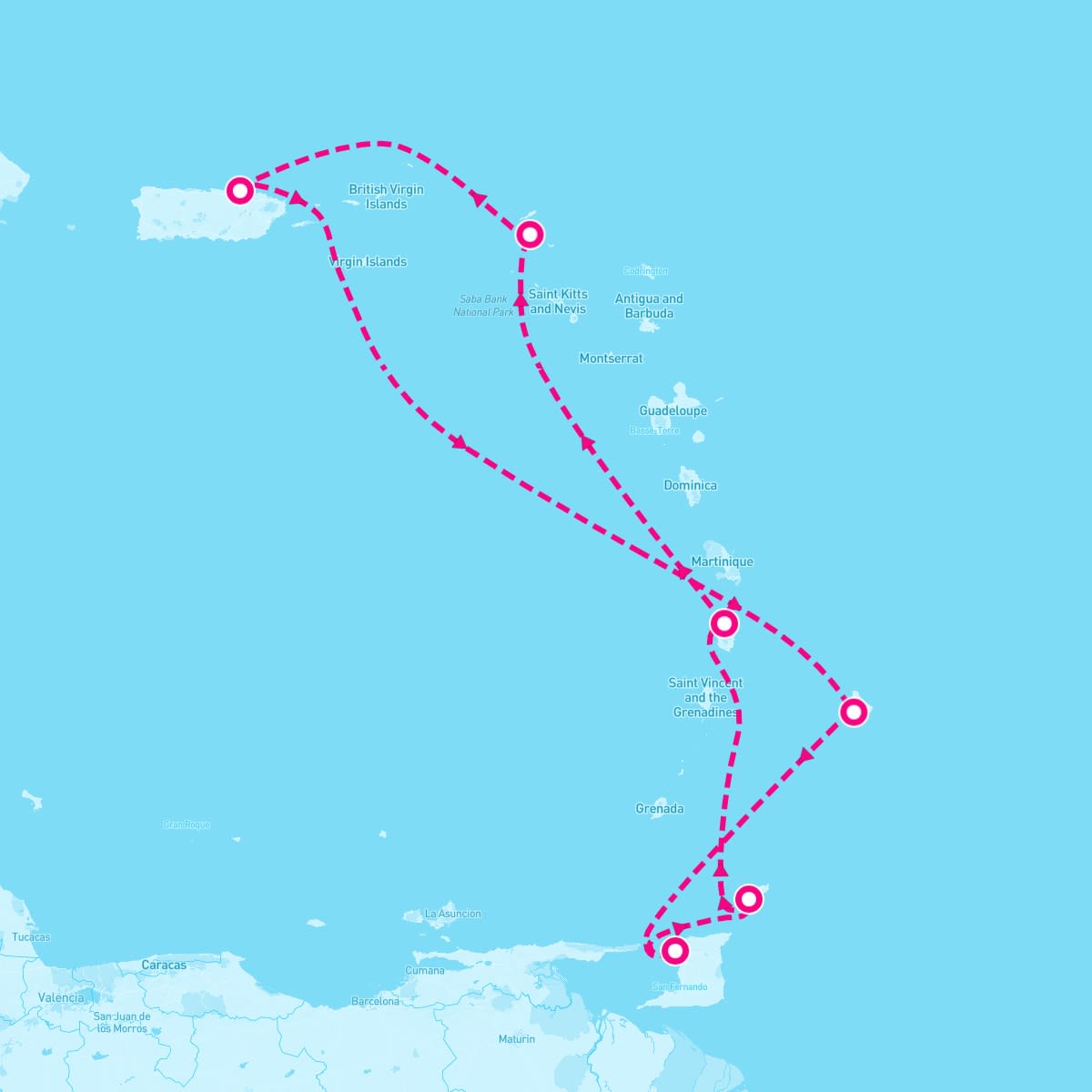 Jewel of the Seas itinerary map for March 23, 2024 (7 nights)