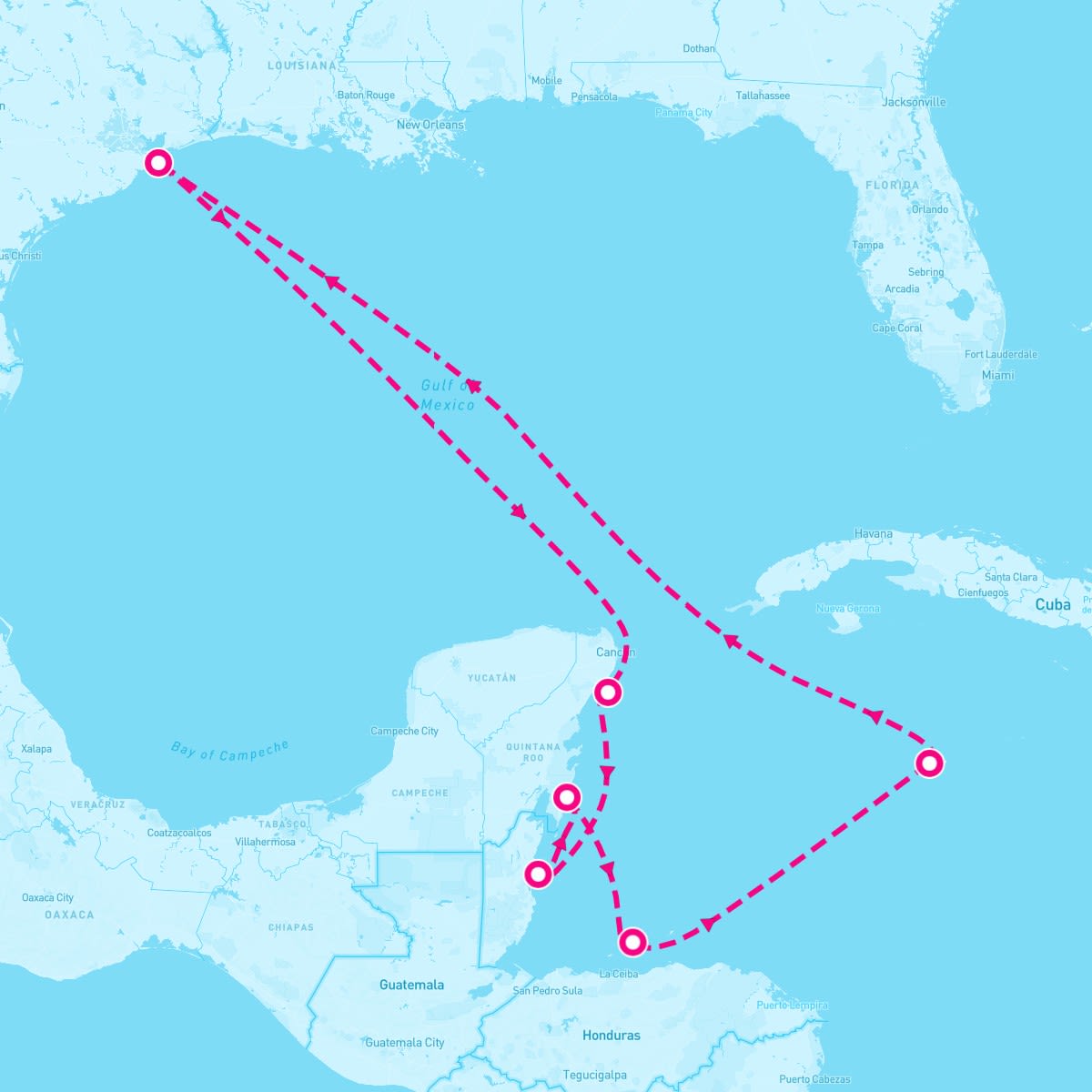 Jewel of the Seas itinerary map for April 7, 2025