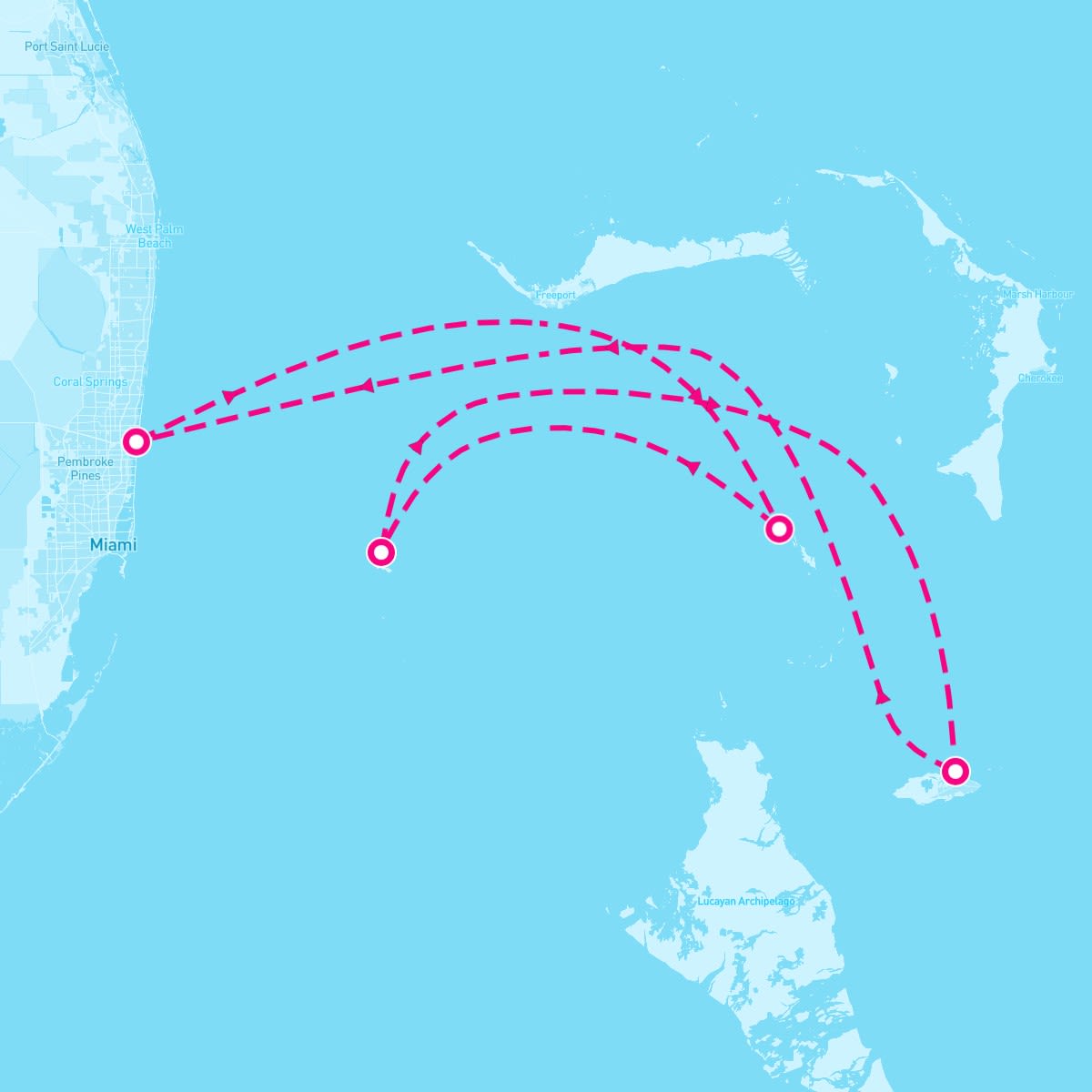Jewel of the Seas itinerary map for August 4, 2025 (4 nights)