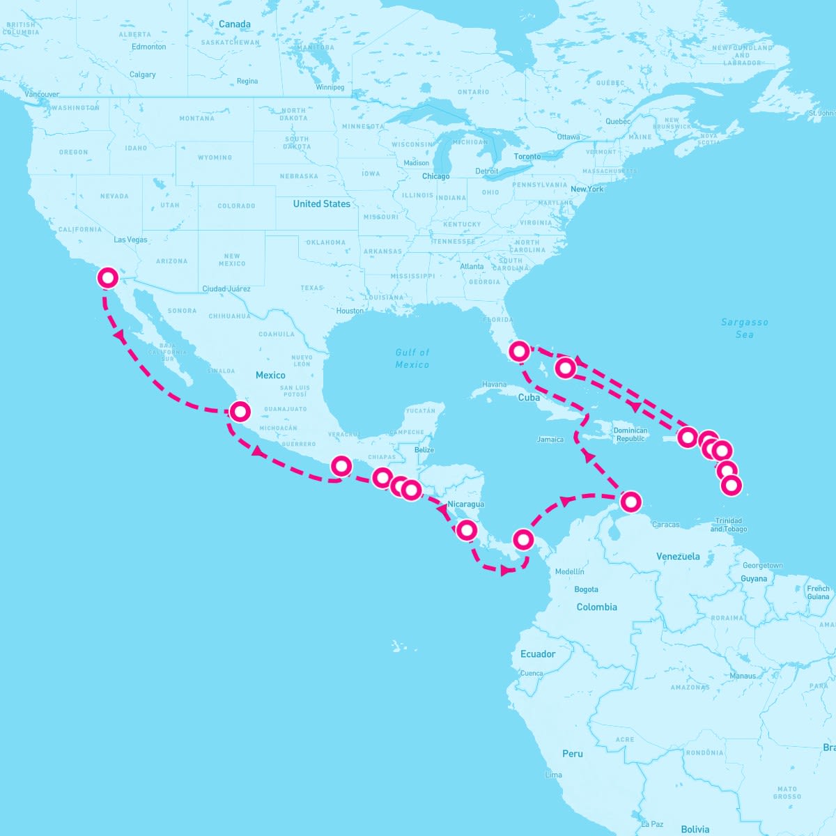 MS Koningsdam itinerary map for November 1, 2025 (28 nights)