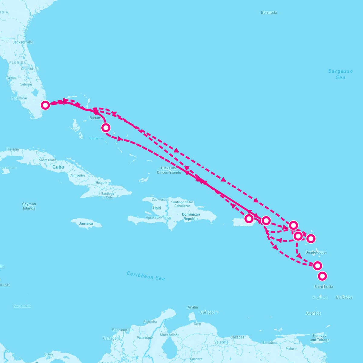 MS Koningsdam itinerary map for February 4, 2026 (21 nights)