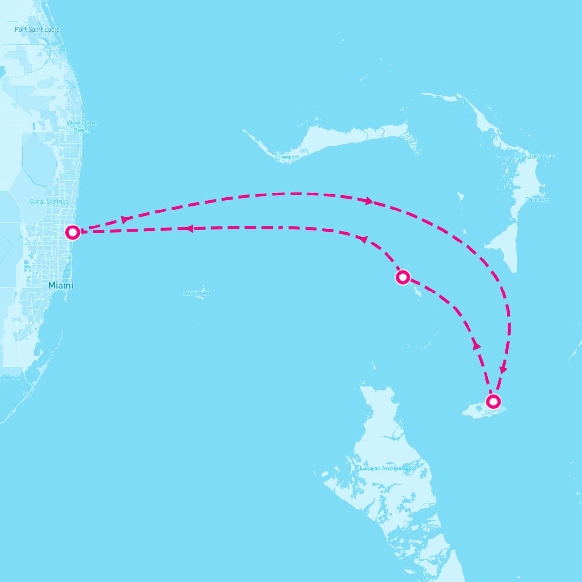 Liberty of the Seas itinerary map for January 22, 2024 (4 nights)