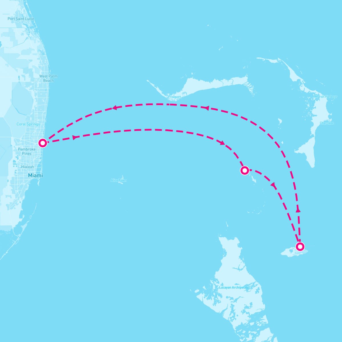 Liberty of the Seas itinerary map for April 8, 2024 (4 nights)