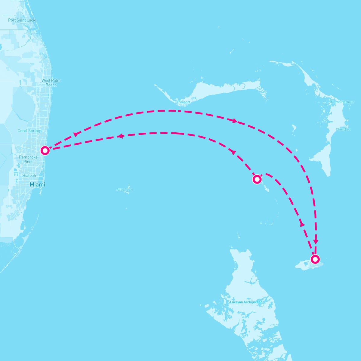 Liberty of the Seas itinerary map for March 3, 2025 (4 nights)