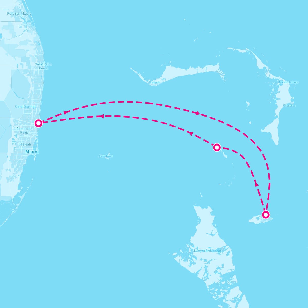 Liberty of the Seas itinerary map for March 7, 2025 (3 nights)