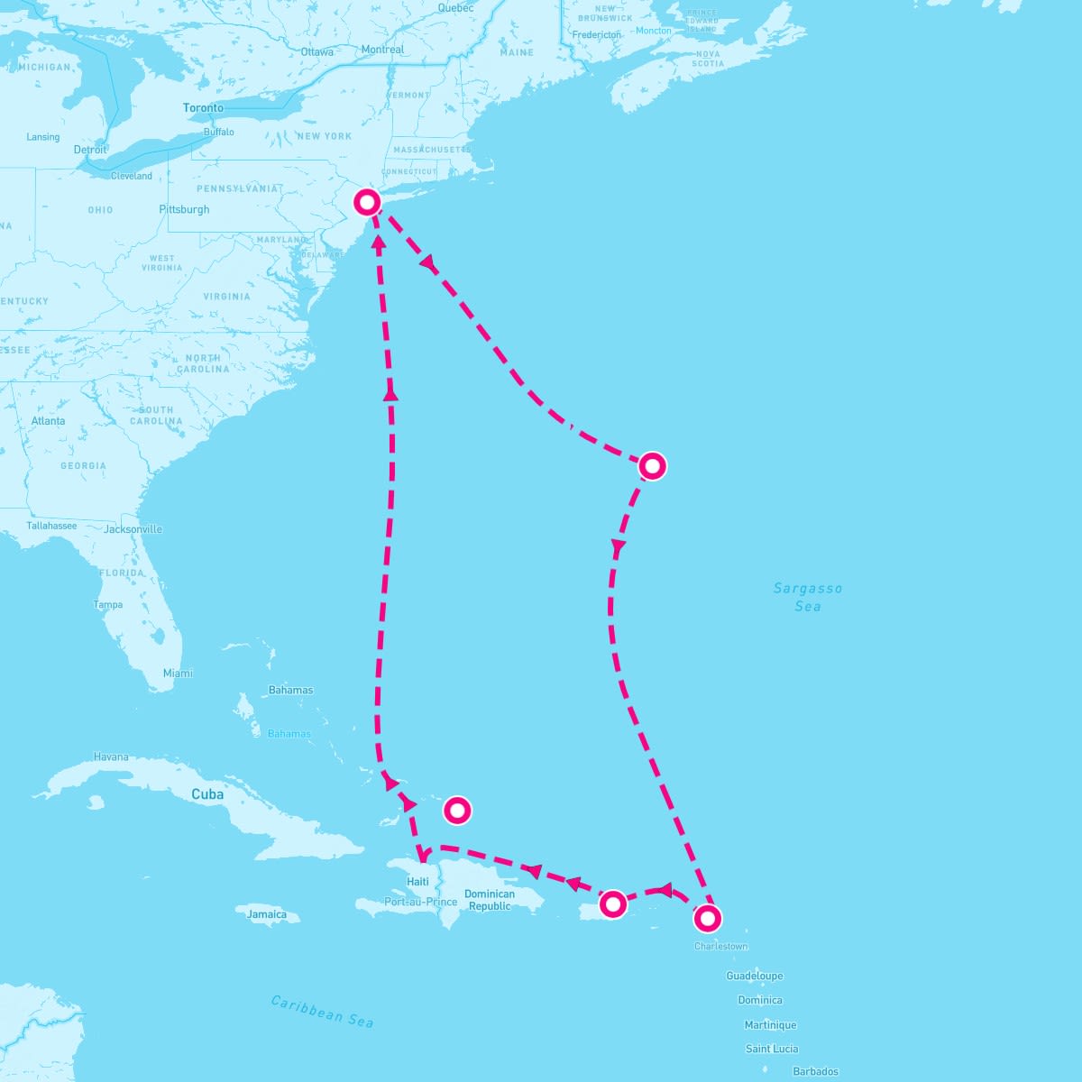 Liberty of the Seas itinerary map for August 21, 2025
