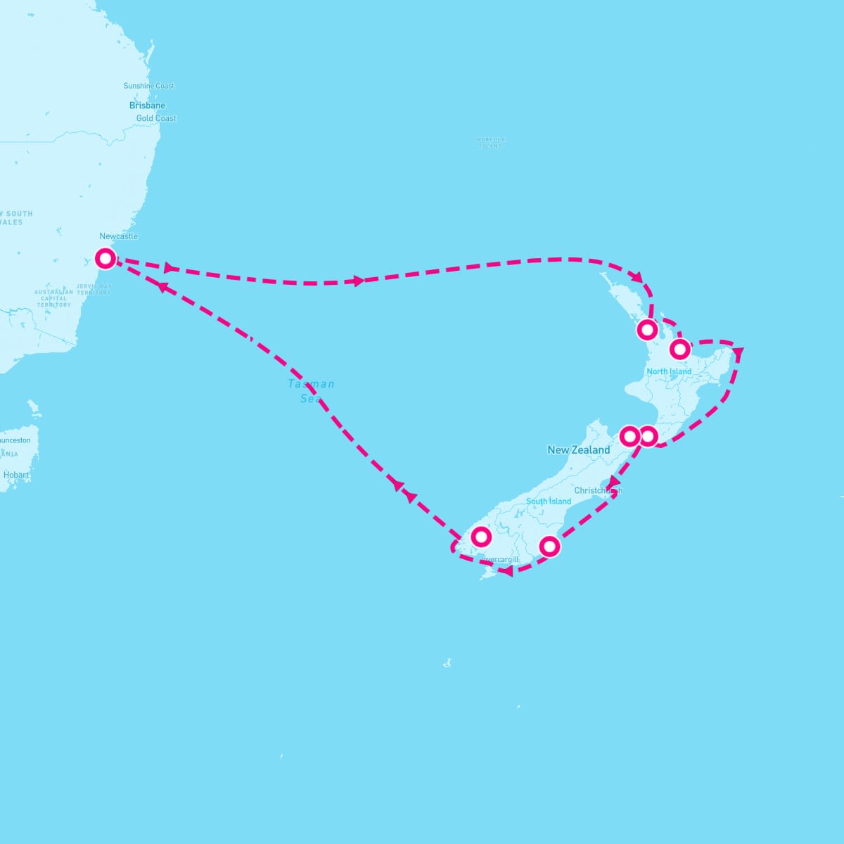 Majestic Princess itinerary map for December 22, 2023 (14 nights)