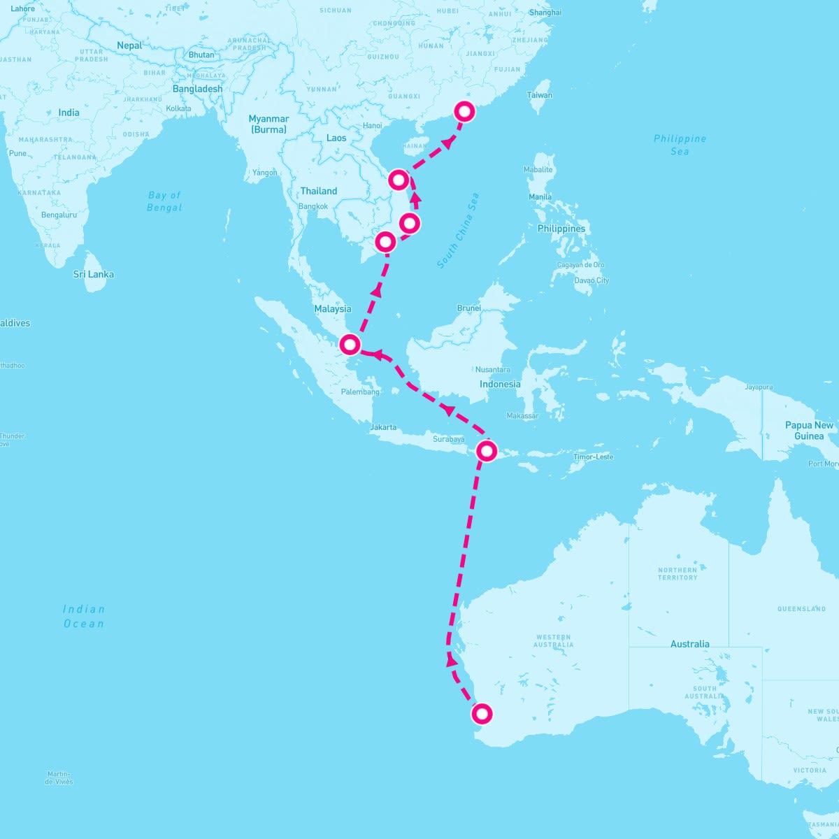 Majestic Princess itinerary map for April 18, 2024 (13 nights)