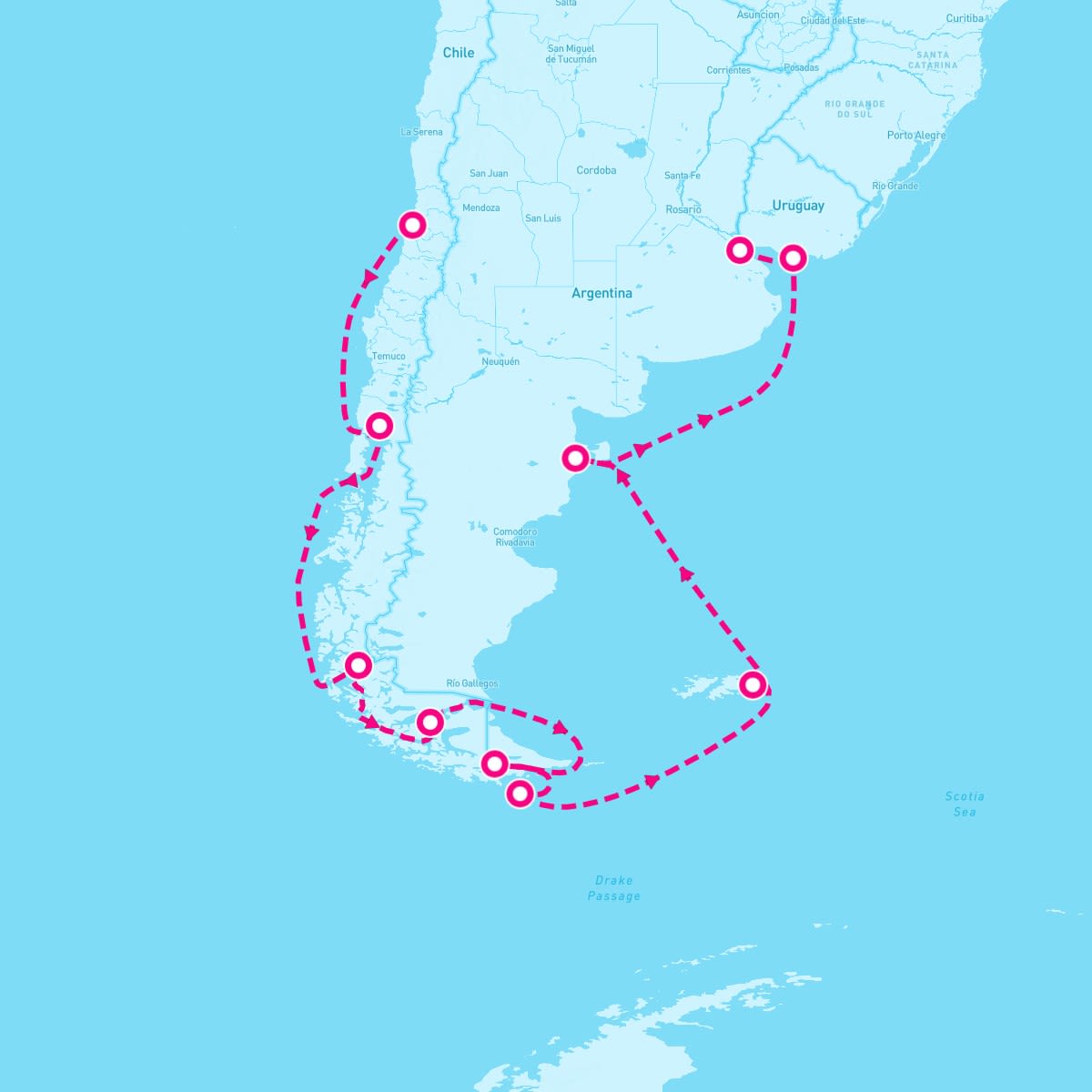 Majestic Princess itinerary map for December 19, 2024 (15 nights)