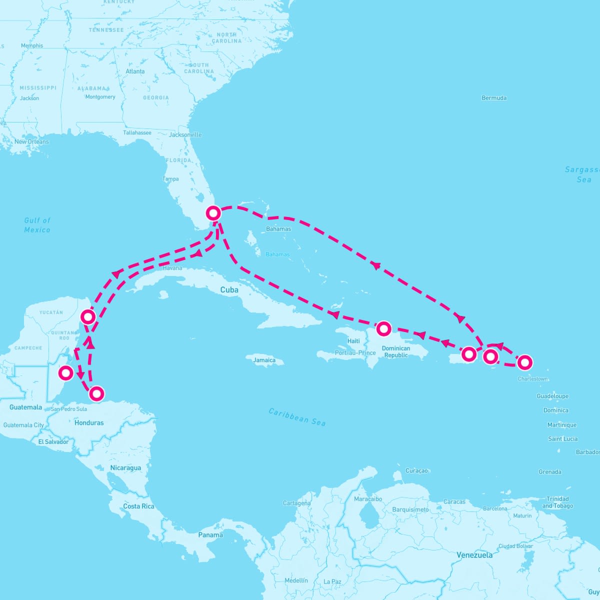 Majestic Princess itinerary map for November 16, 2025 (14 nights)