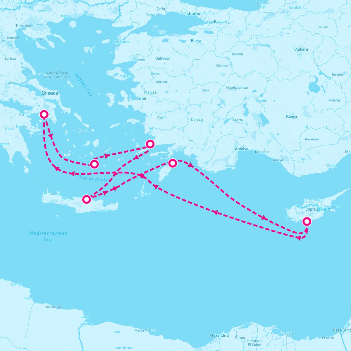 Marella Discovery 2 itinerary map for October 1, 2025 (7 nights)