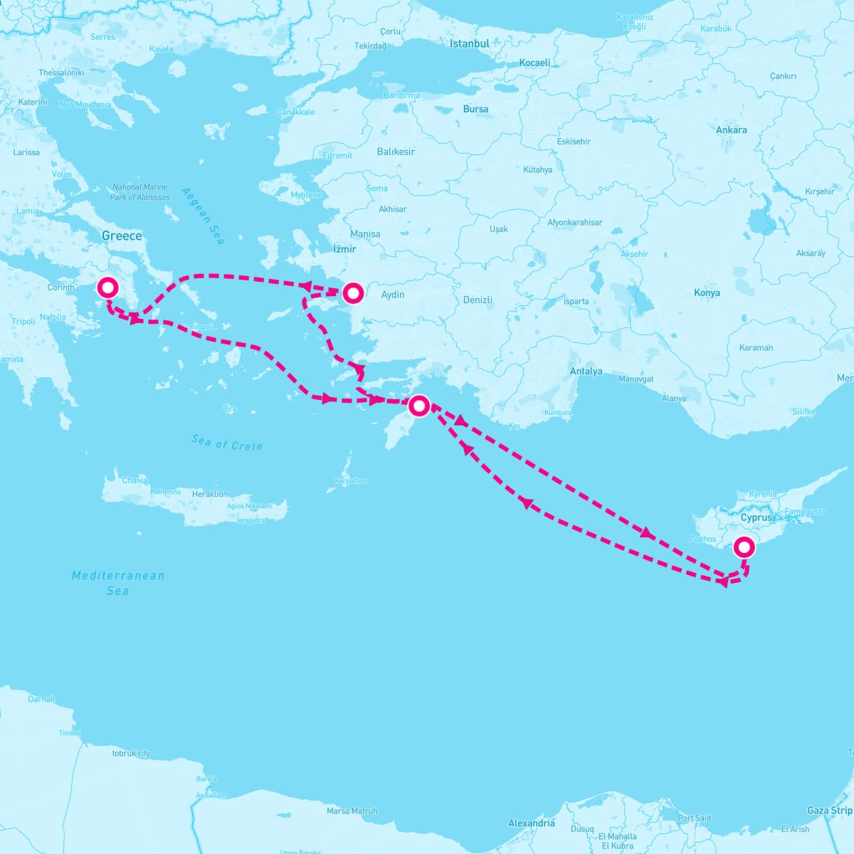 Marella Discovery 2 itinerary map for October 22, 2025 (7 nights)