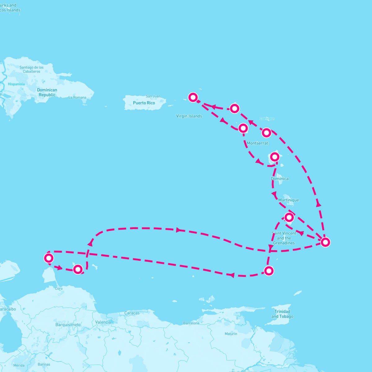 Marella Discovery itinerary map for January 11, 2024 (14 nights)