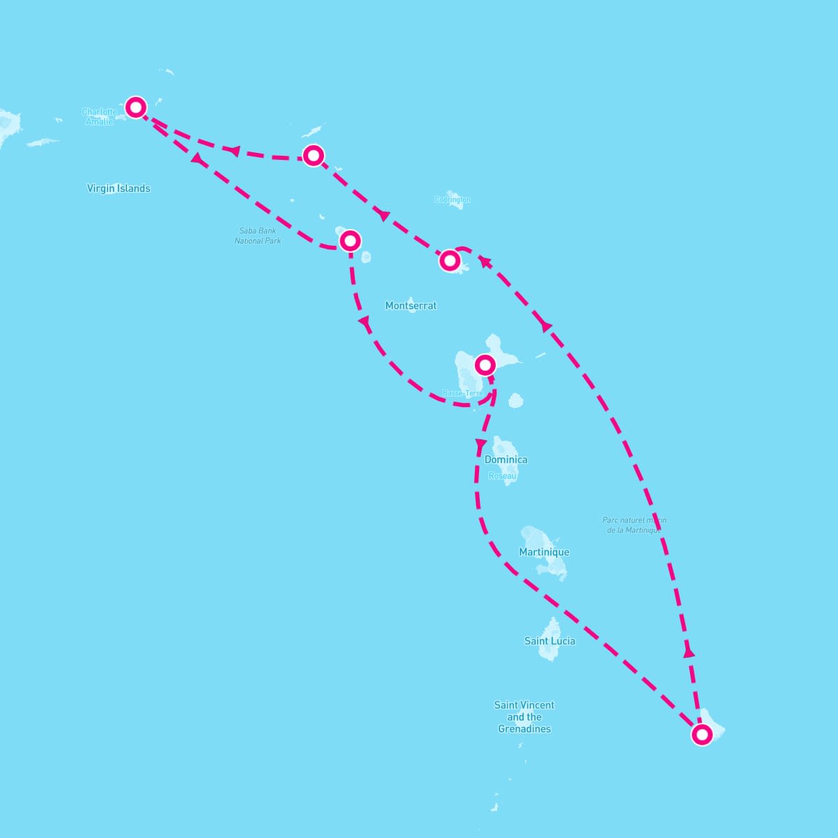 Marella Discovery itinerary map for February 22, 2024 (7 nights)