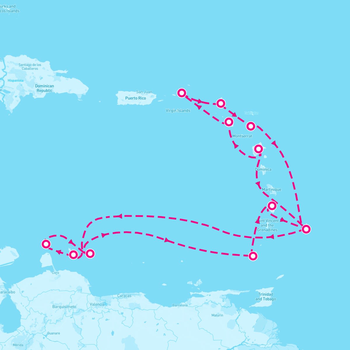 Marella Discovery itinerary map for March 21, 2024 (14 nights)