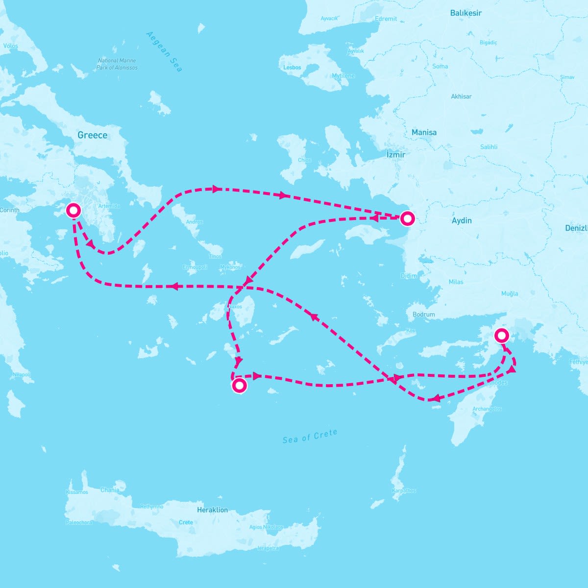 Marella Discovery itinerary map for July 1, 2024 (7 nights)