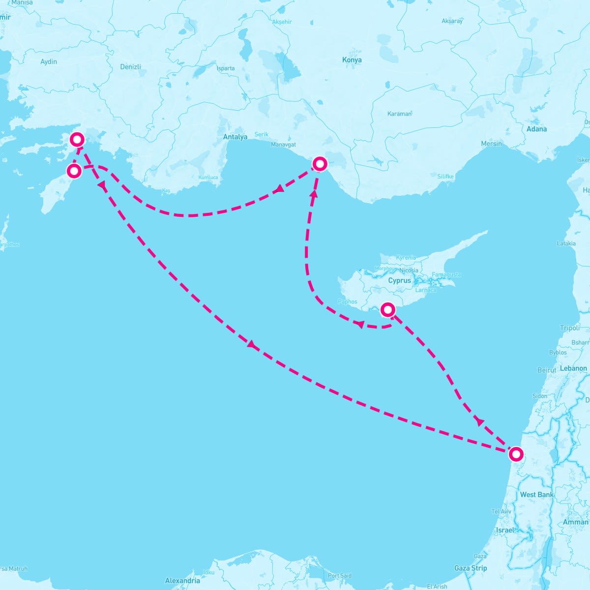 Marella Discovery itinerary map for September 30, 2024 (7 nights)