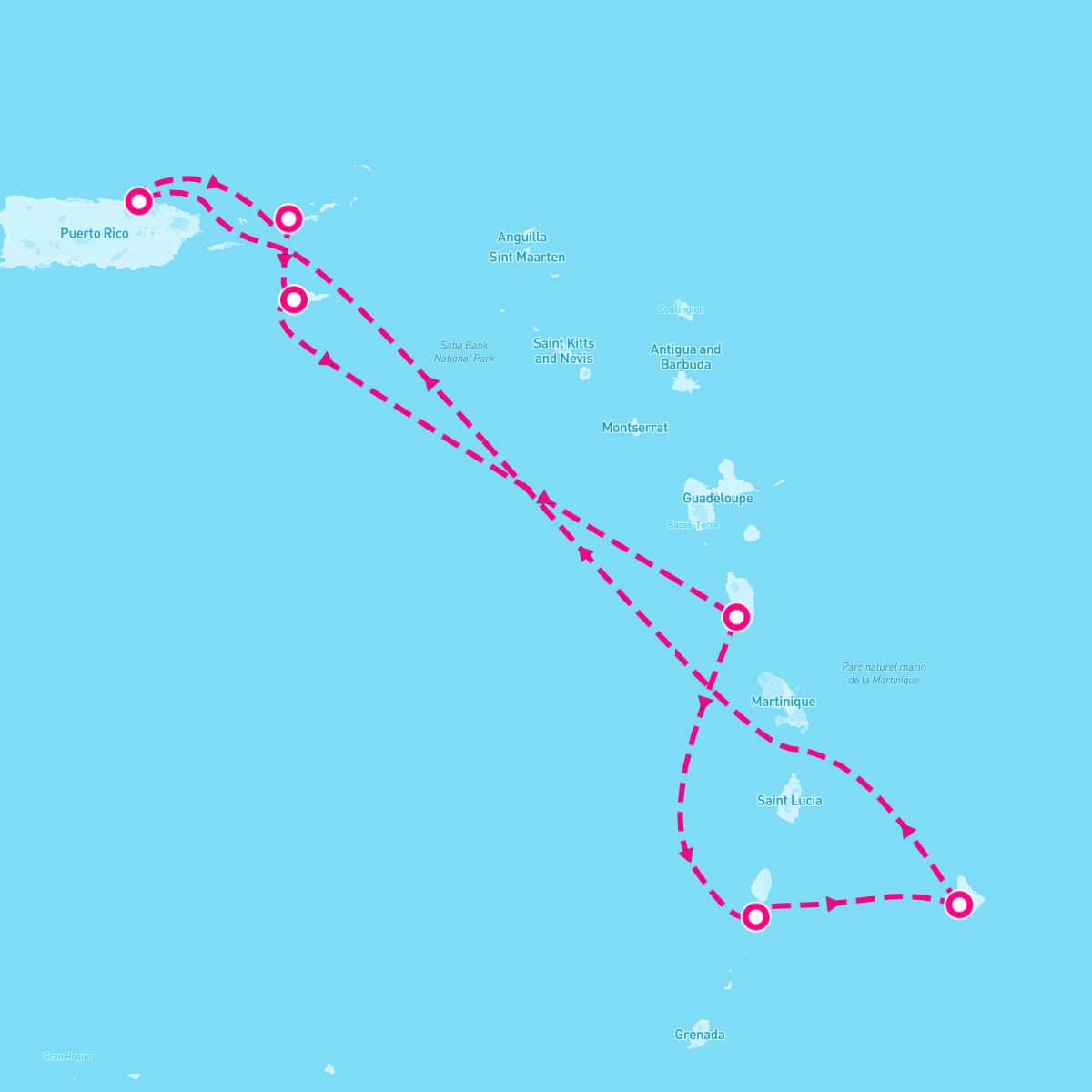 Marella Discovery itinerary map for December 1, 2024 (7 nights)
