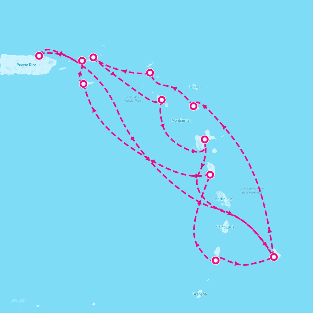 Marella Discovery itinerary map for December 15, 2024 (14 nights)