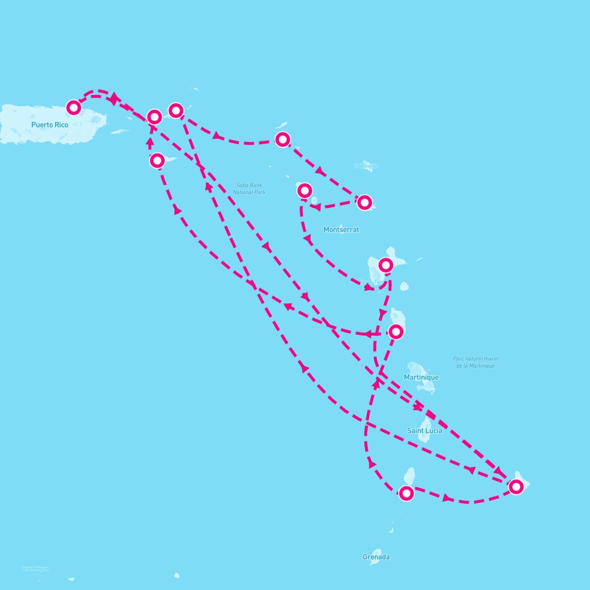 Marella Discovery itinerary map for January 5, 2025 (14 nights)