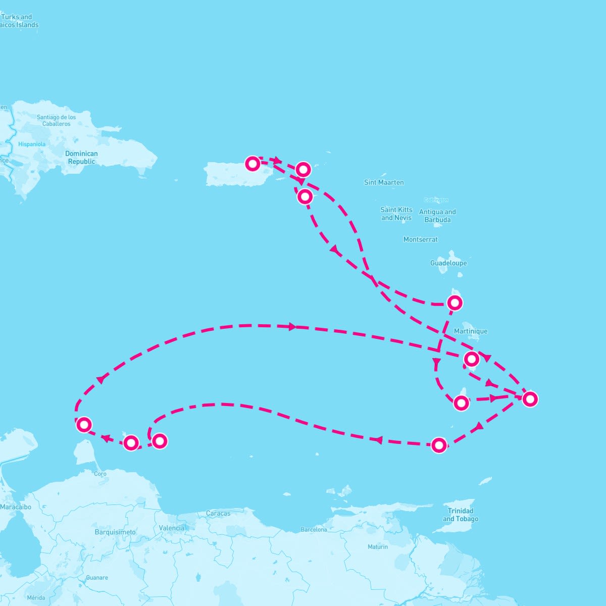 Marella Discovery itinerary map for January 12, 2025 (14 nights)