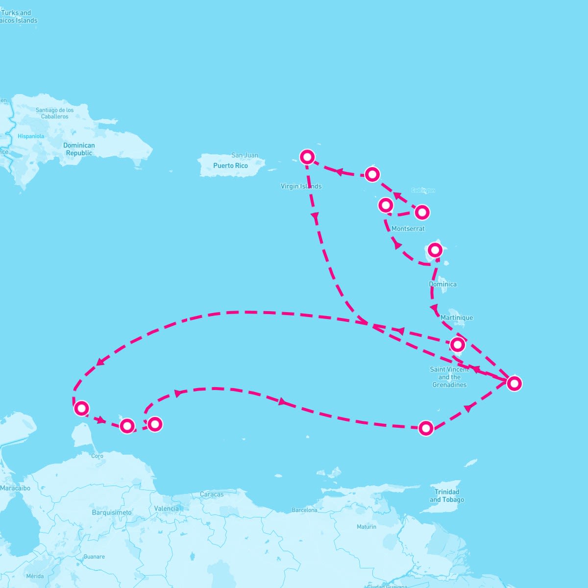 Marella Discovery itinerary map for January 19, 2025 (14 nights)