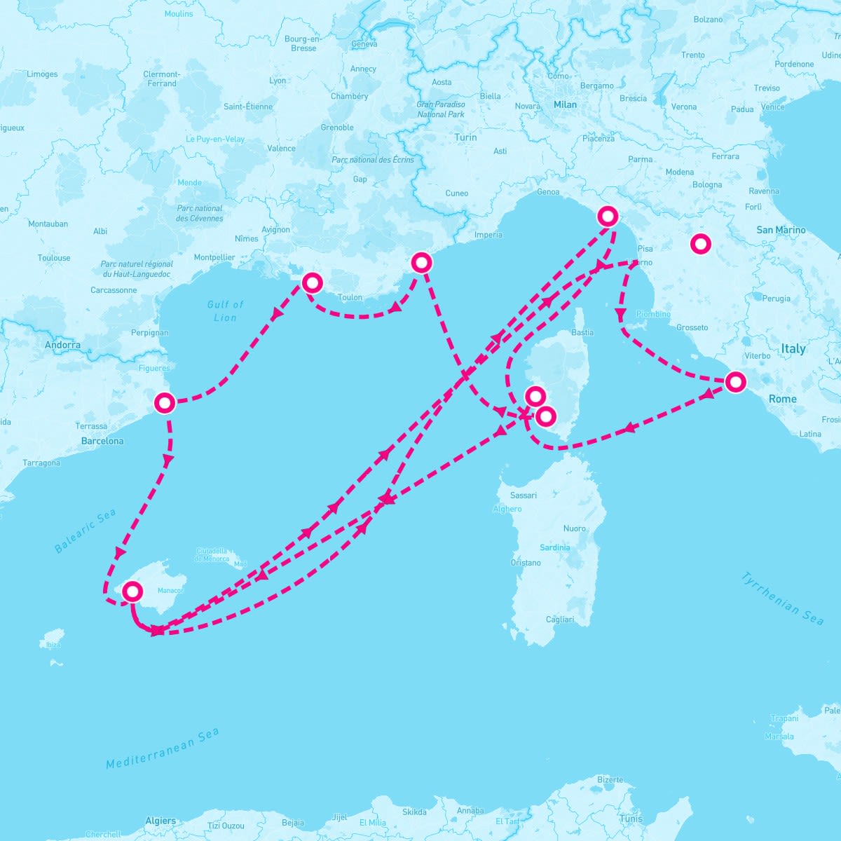 Marella Discovery itinerary map for June 3, 2025 (14 nights)