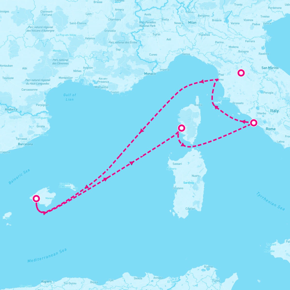 Marella Discovery itinerary map for June 10, 2025 (7 nights)