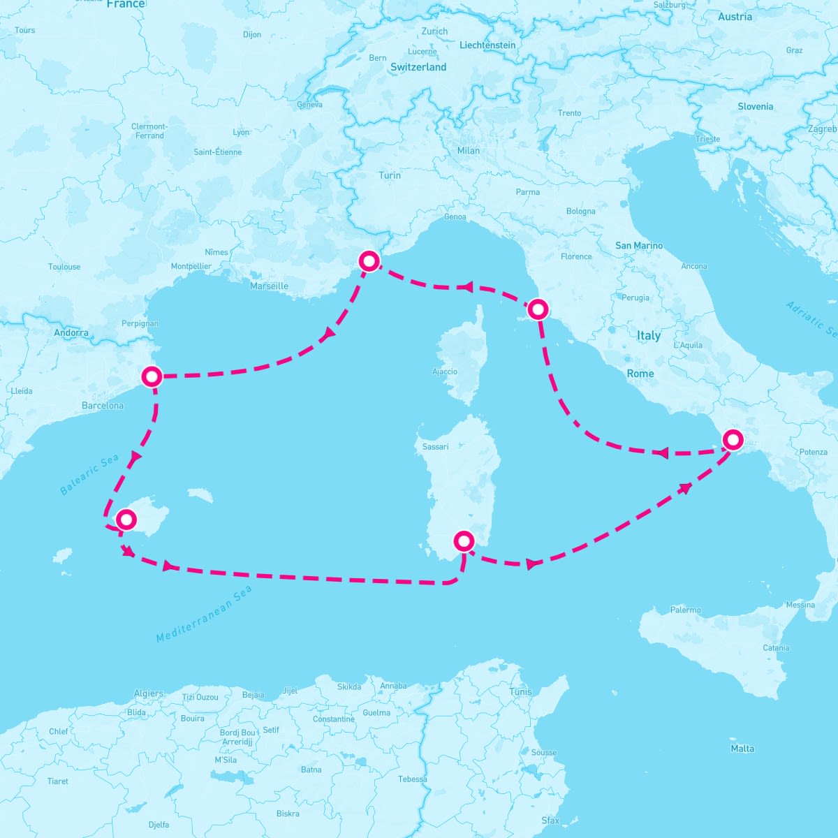 Marella Discovery itinerary map for June 17, 2025 (7 nights)