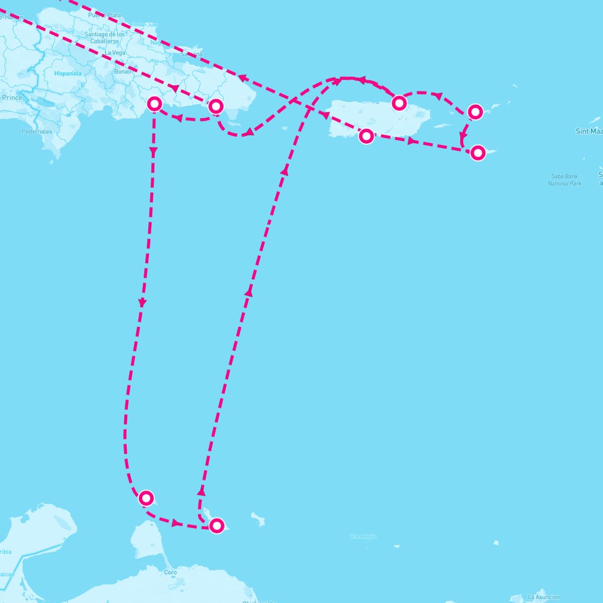 Marella Discovery itinerary map for February 3, 2026 (14 nights)