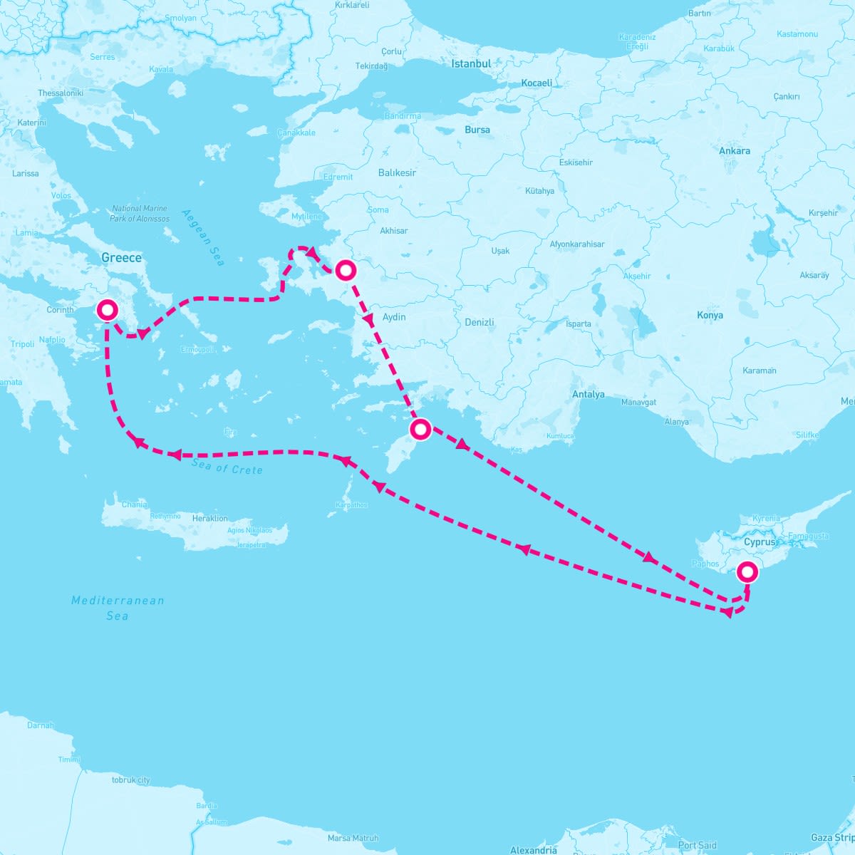 Marella Discovery itinerary map for May 20, 2026 (7 nights)