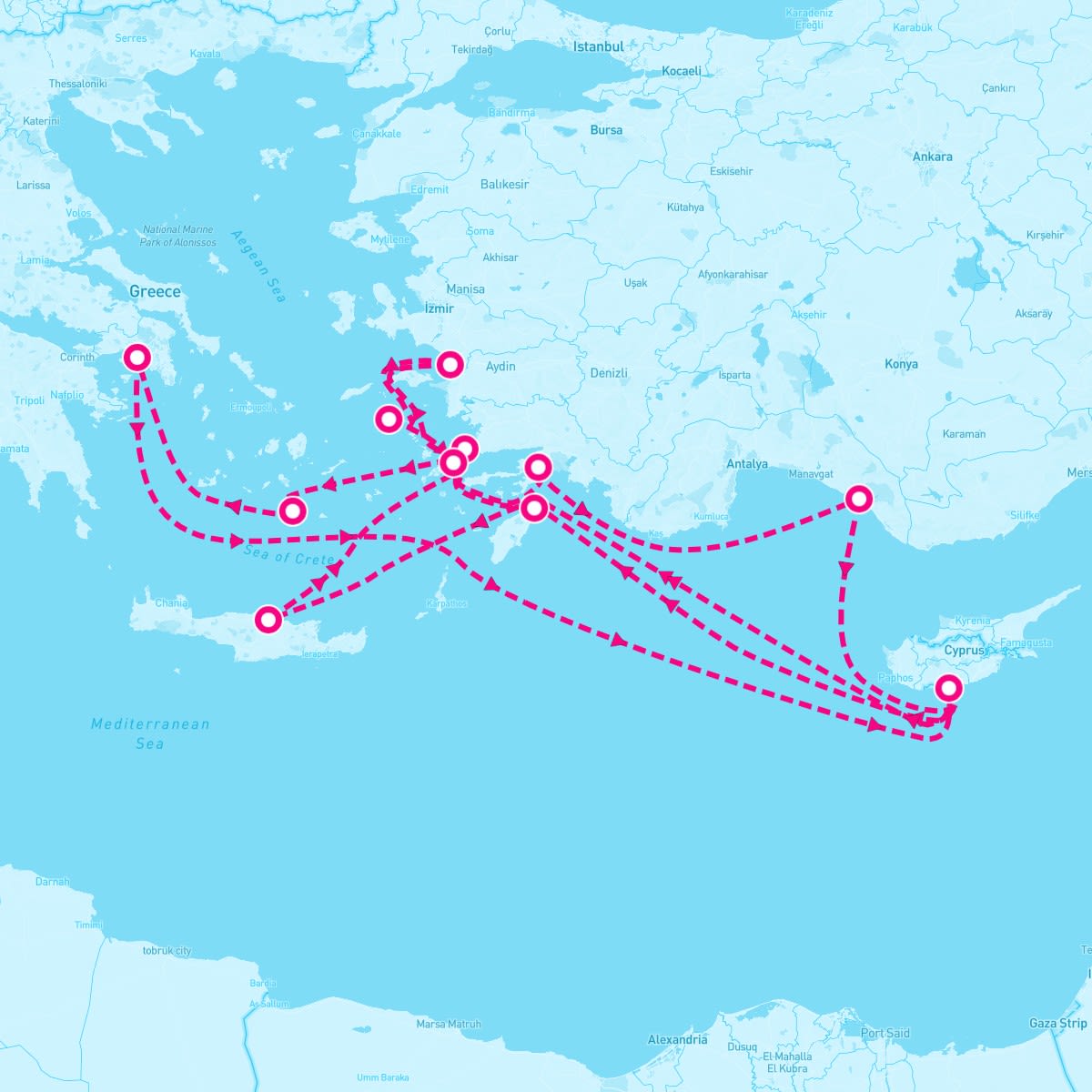 Marella Discovery itinerary map for May 27, 2026 (14 nights)