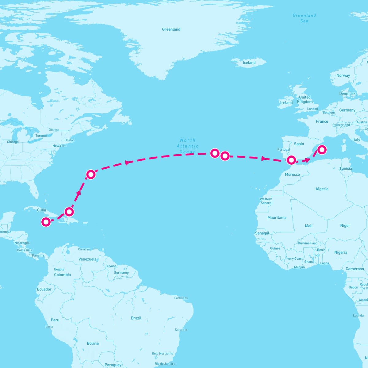 Marella Explorer 2 itinerary map for March 12, 2024 (17 nights)