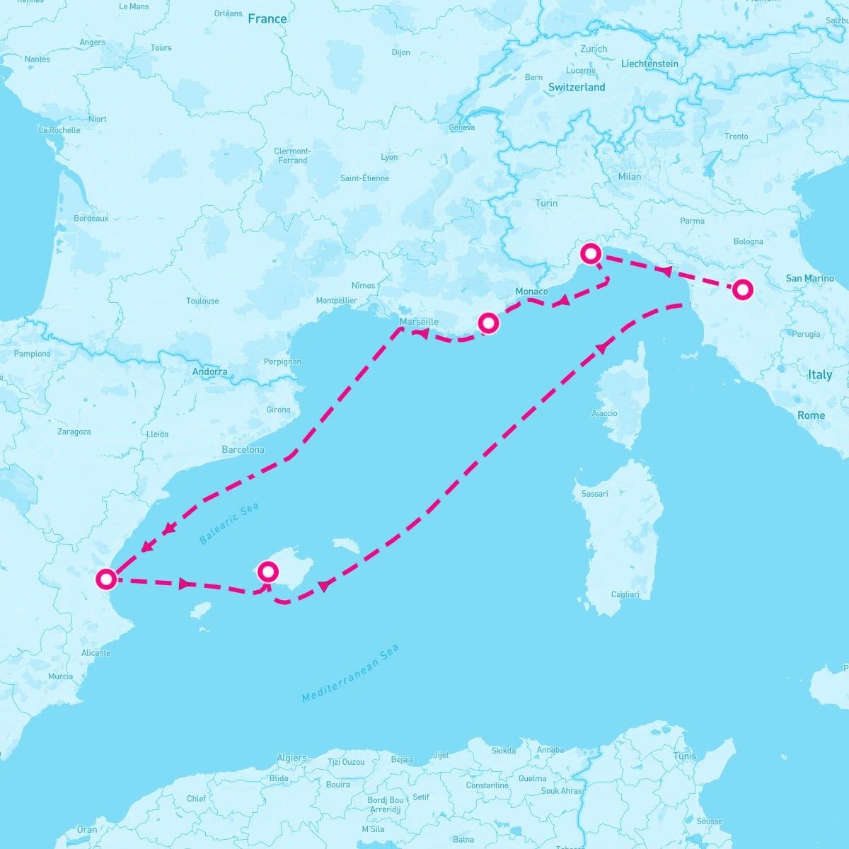 Marella Explorer 2 itinerary map for April 16, 2024 (7 nights)