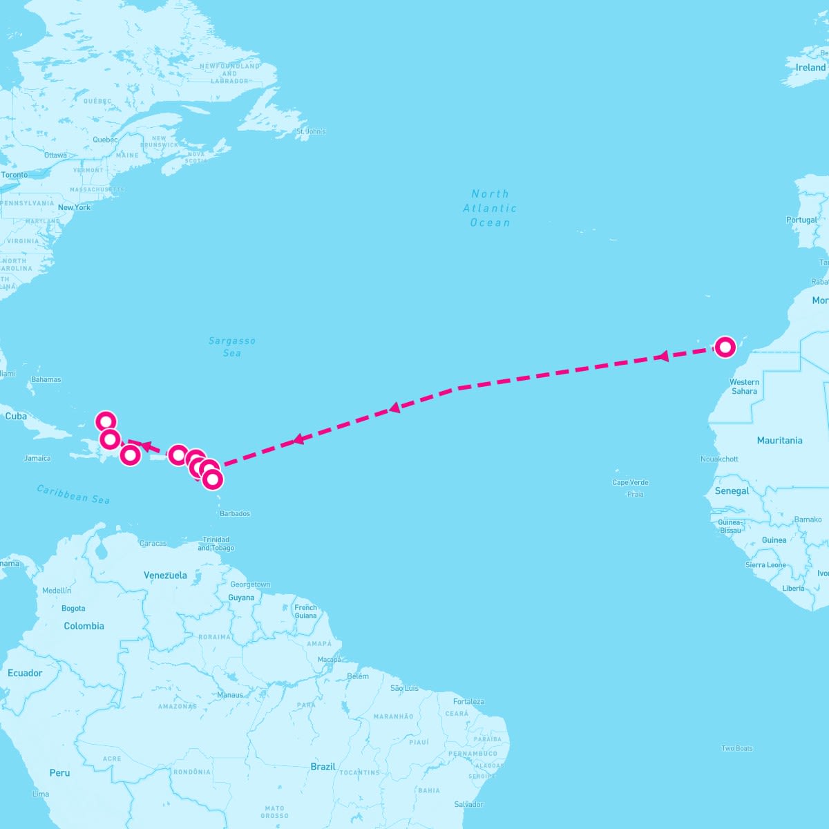 Marella Explorer 2 itinerary map for December 7, 2024 (17 nights)