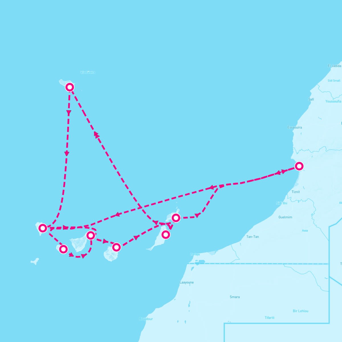 Marella Explorer itinerary map for February 16, 2024 (14 nights)