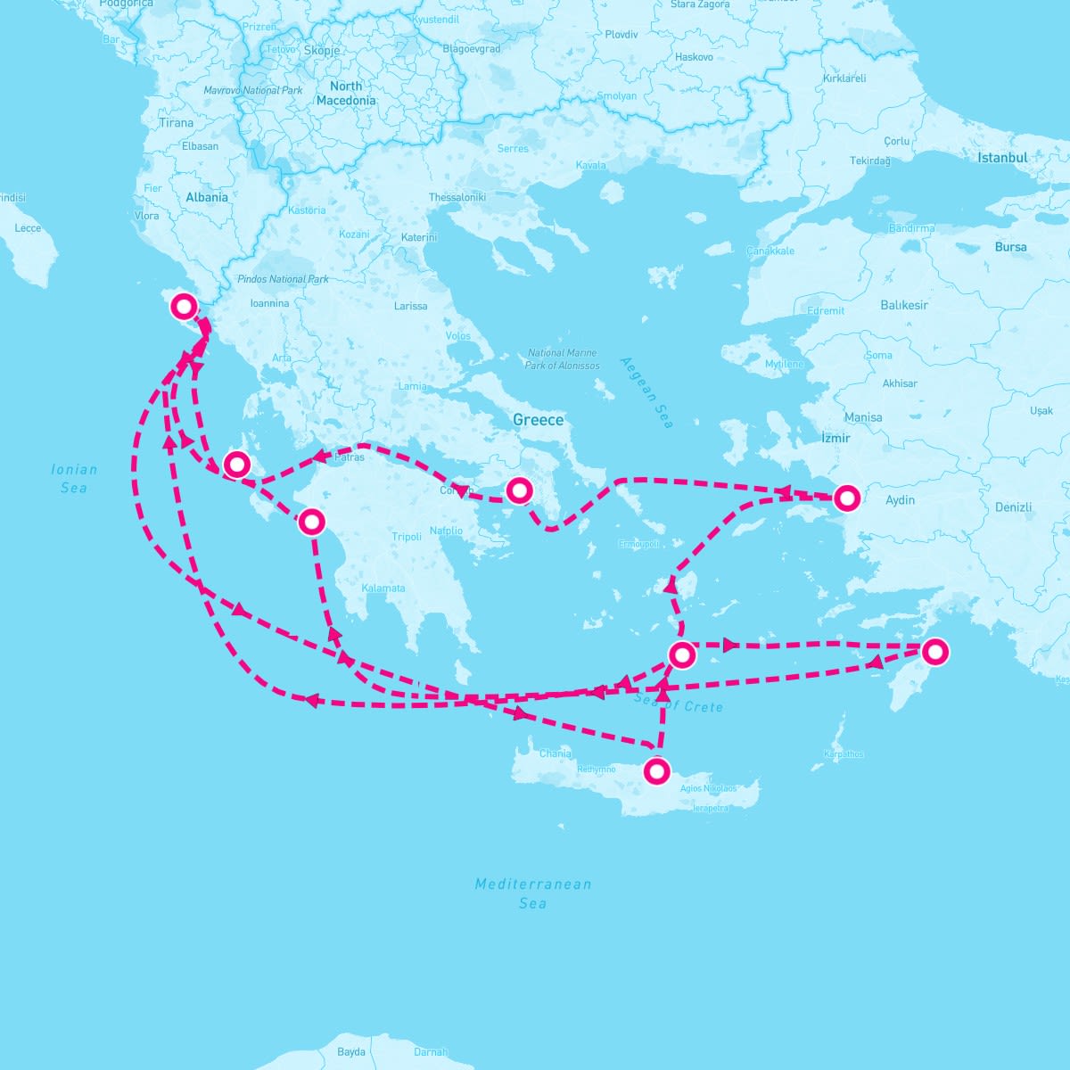 Marella Explorer itinerary map for June 21, 2024 (14 nights)