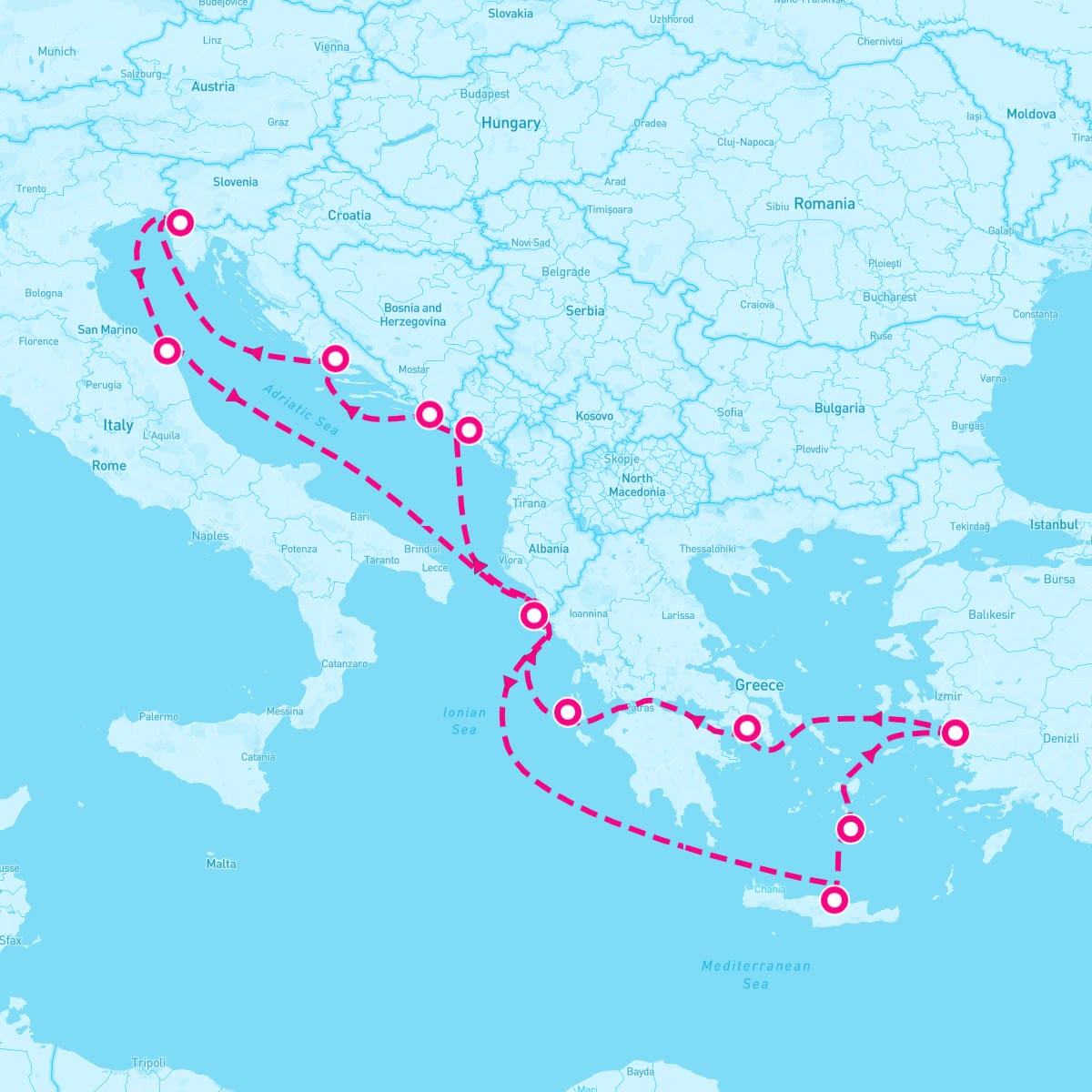 Marella Explorer itinerary map for October 11, 2024 (14 nights)