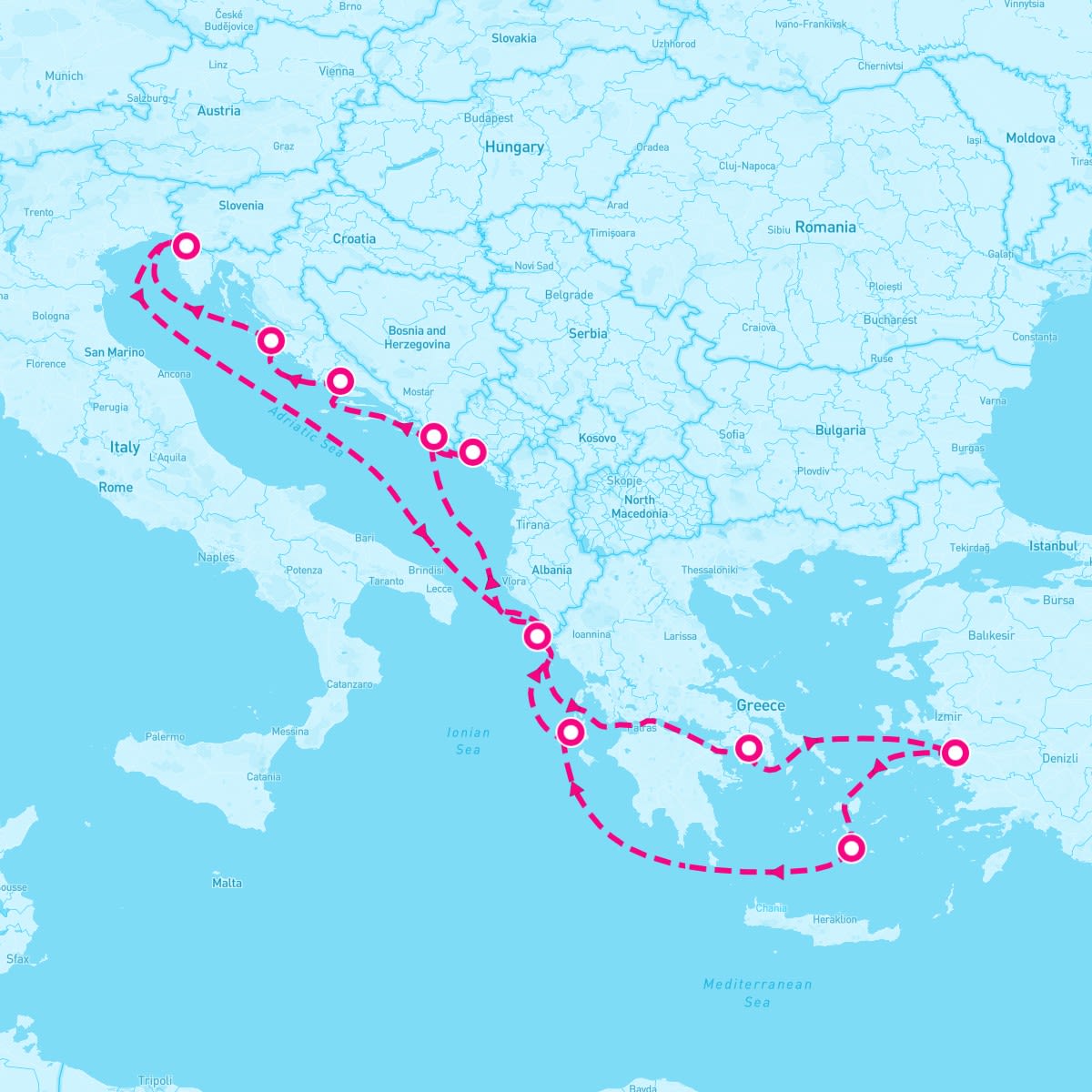 Marella Explorer itinerary map for June 6, 2025 (14 nights)