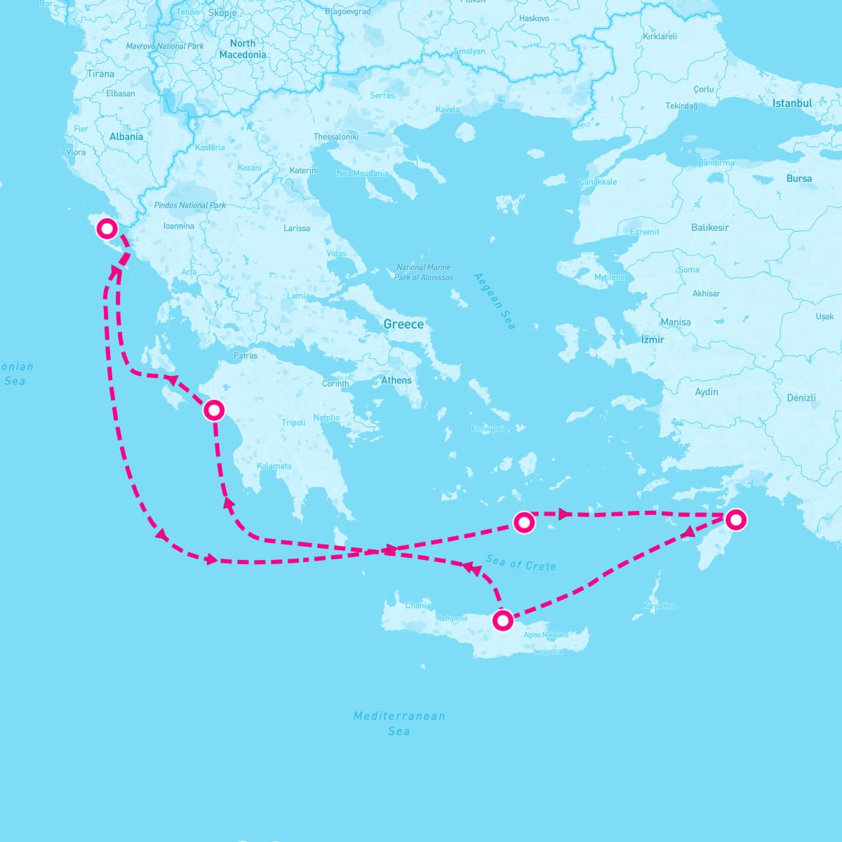Marella Explorer itinerary map for September 12, 2025 (7 nights)