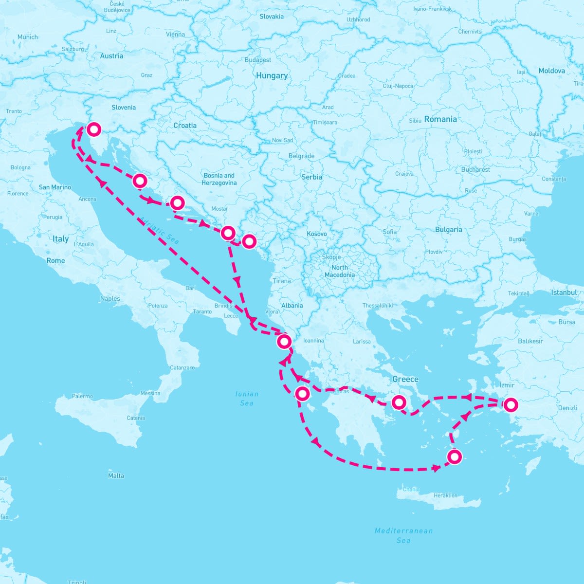 Adriatic Explorer followed by Aegean Shores