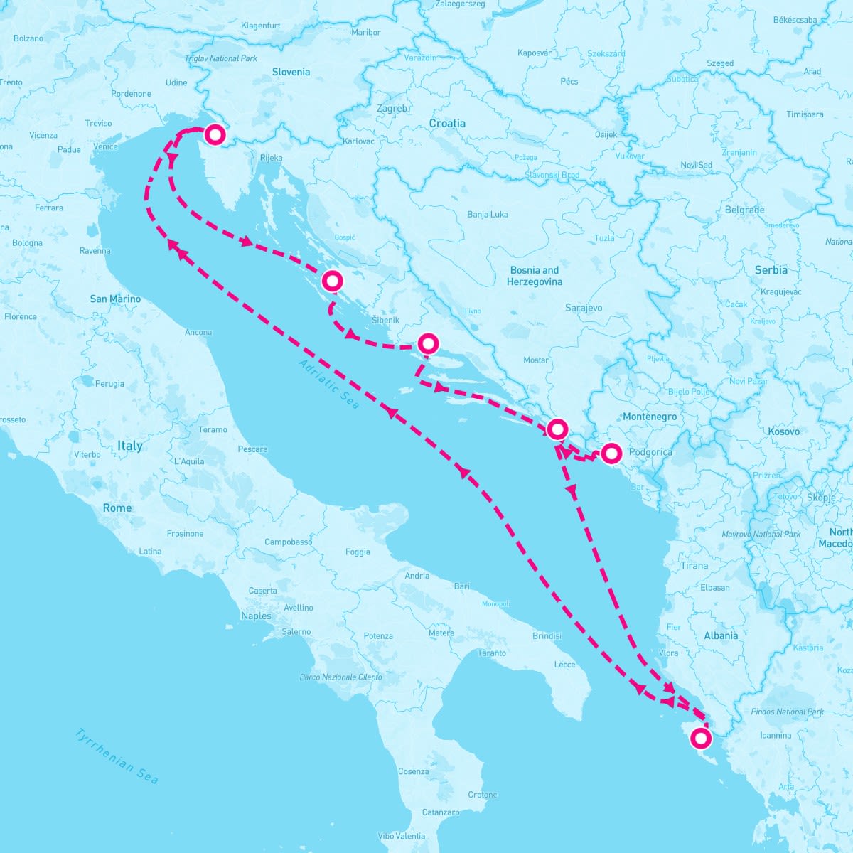 Marella Explorer itinerary map for September 19, 2025 (7 nights)