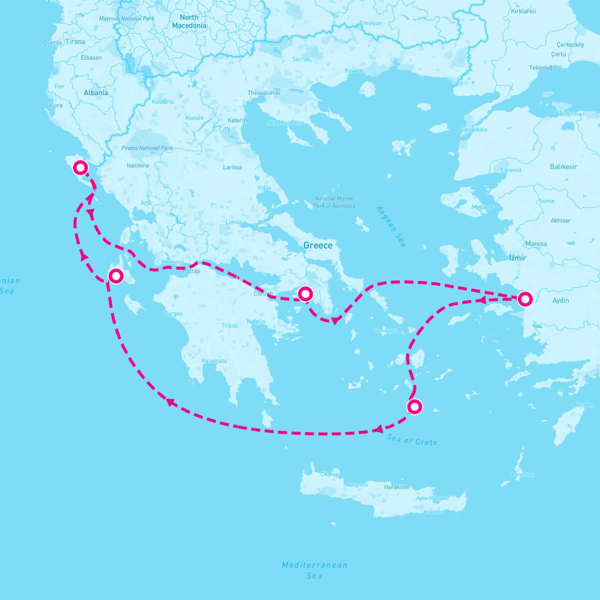 Marella Explorer itinerary map for October 24, 2025 (7 nights)